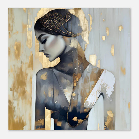 Young Woman in Mourning in Charcoal and Gold Leaf - 4 Digital Files