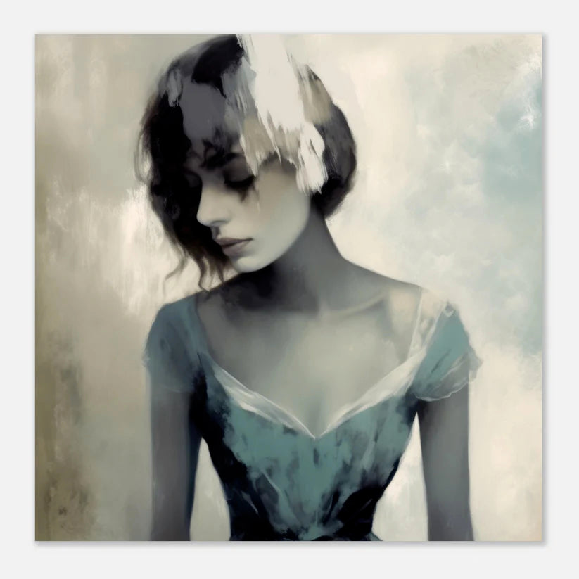 Sad Woman with Angst in Blue Dress - 4 Digital Files